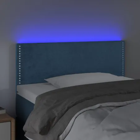 Tête de lit à LED Bleu foncé 100x5x78/88 cm Velours