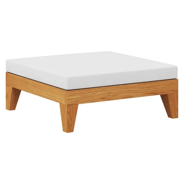 Repose-pied sectionnel avec coussin blanc crème Bois d'acacia