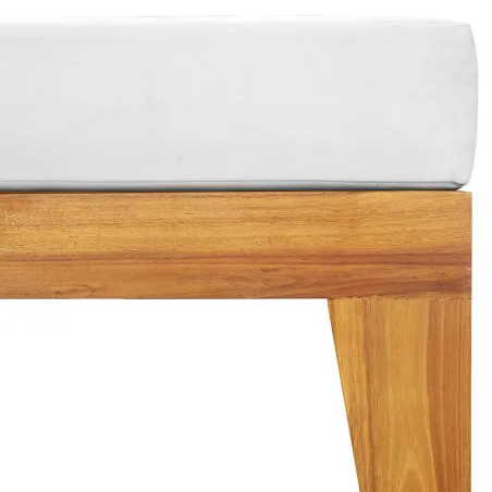 Repose-pied sectionnel avec coussin blanc crème Bois d'acacia