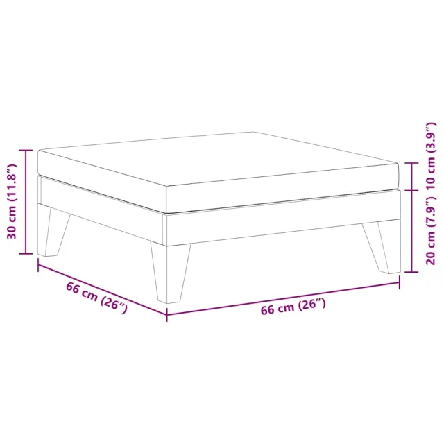 Repose-pied sectionnel avec coussin gris foncé Bois d'acacia