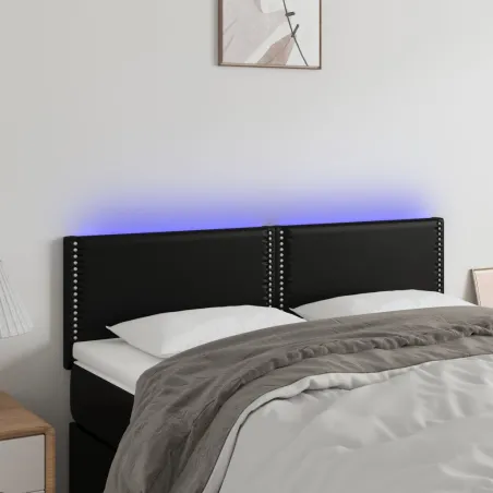 Tête de lit à LED Noir 144x5x78/88 cm Similicuir
