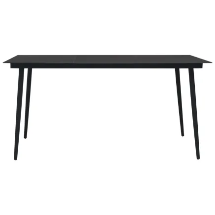 Table à dîner de jardin Noir 150x80x74 cm Acier et verre 2