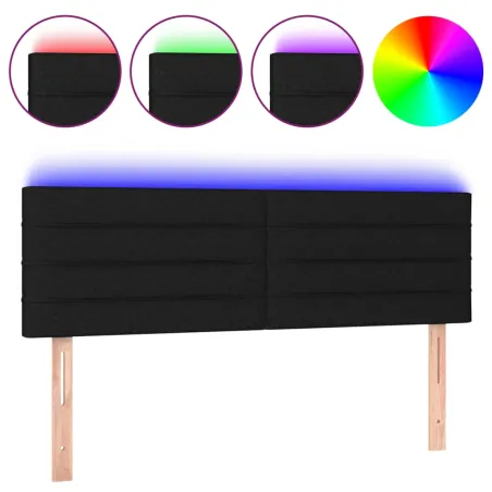 Tête de lit à LED Noir 144x5x78/88 cm Tissu