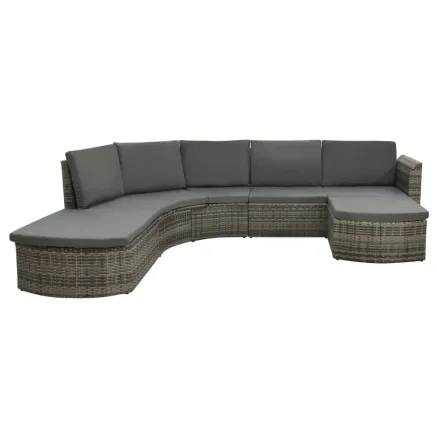 Salon de jardin 4 pcs avec coussins résine tressée gris 2
