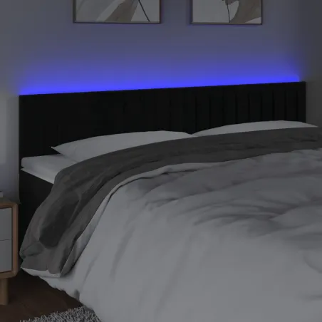 Tête de lit à LED Noir 160x5x78/88 cm Velours