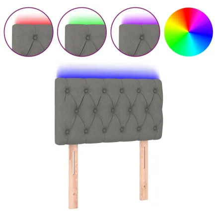 Tête de lit à LED Gris clair 80x7x78/88 cm Tissu 2