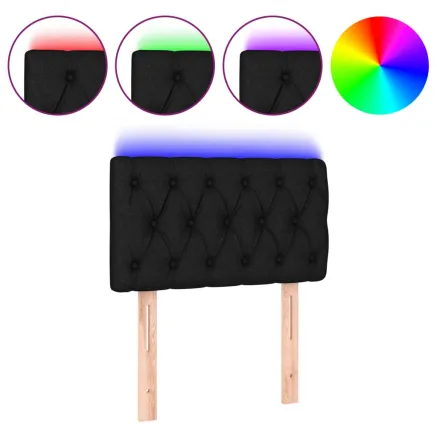 Tête de lit à LED Noir 80x7x78/88 cm Tissu 2