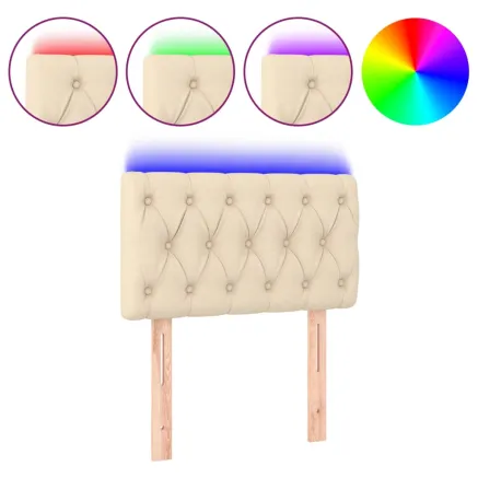 Tête de lit à LED Crème 80x7x78/88 cm Tissu 2