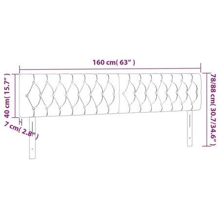 Tête de lit à LED Marron foncé 160x7x78/88 cm Tissu