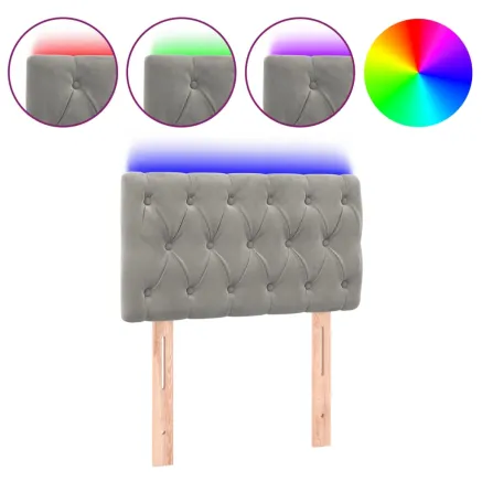 Tête de lit à LED Gris clair 80x7x78/88 cm Velours 2
