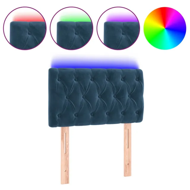 Tête de lit à LED Bleu foncé 80x7x78/88 cm Velours