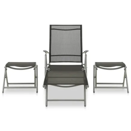 Salon de jardin 3 pcs textilène et aluminium argenté 2