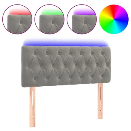 Tête de lit à LED Gris clair 100x7x78/88 cm Velours 2