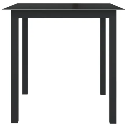Table de jardin Noir 80x80x74 cm Aluminium et verre 2