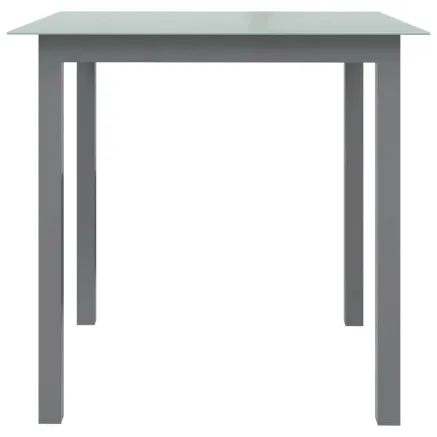 Table de jardin Gris clair 80x80x74 cm Aluminium et verre 2