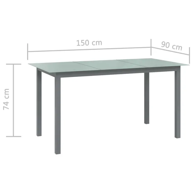 Table de jardin Gris clair 150x90x74 cm Aluminium et verre