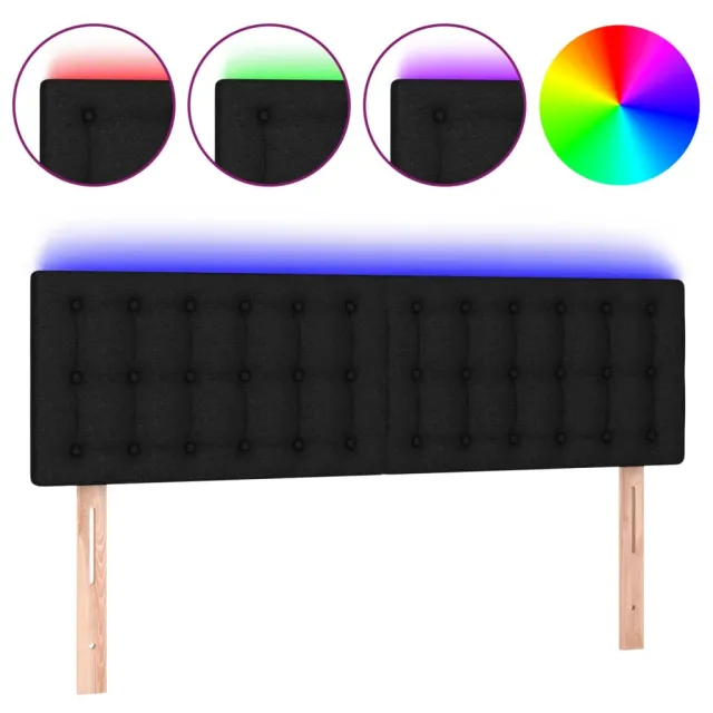 Tête de lit à LED Noir 144x5x78/88 cm Tissu