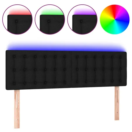 Tête de lit à LED Noir 144x5x78/88 cm Tissu