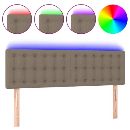 Tête de lit à LED Taupe 144x5x78/88 cm Tissu 2