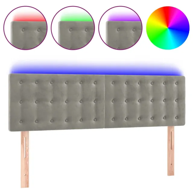Tête de lit à LED Gris clair 144x5x78/88 cm Velours