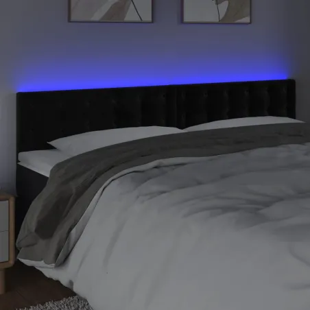 Tête de lit à LED Noir 180x5x78/88 cm Velours