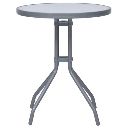 Table de jardin Gris clair 60 cm Acier et verre 2