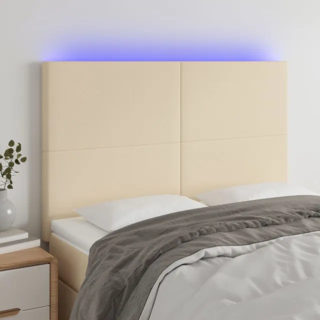 Tête de lit à LED Crème 144x5x118/128 cm Tissu