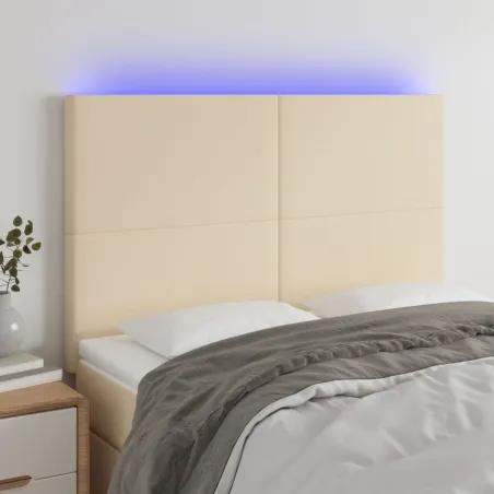 Tête de lit à LED Crème 144x5x118/128 cm Tissu