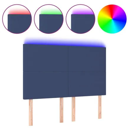 Tête de lit à LED Bleu 144x5x118/128 cm Tissu 2