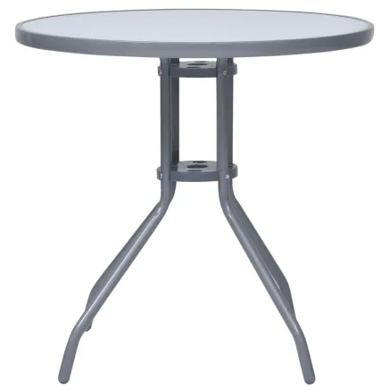 Table de jardin Gris clair 80 cm Acier et verre 2