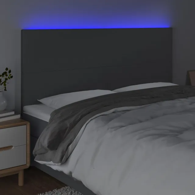Tête de lit à LED Gris foncé 200x5x118/128 cm Tissu