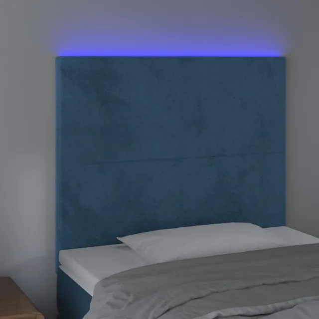 Tête de lit à LED Bleu foncé 80x5x118/128 cm Velours