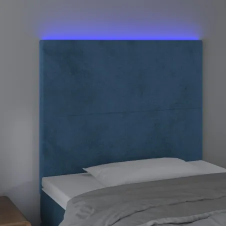 Tête de lit à LED Bleu foncé 80x5x118/128 cm Velours