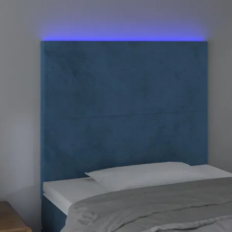 Tête de lit à LED Bleu foncé 100x5x118/128 cm Velours