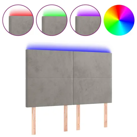 Tête de lit à LED Gris clair 144x5x118/128 cm Velours 2