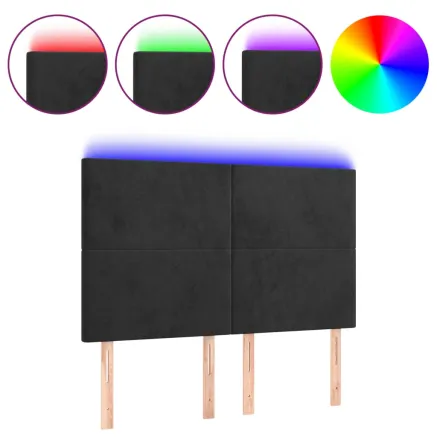 Tête de lit à LED Noir 144x5x118/128 cm Velours 2