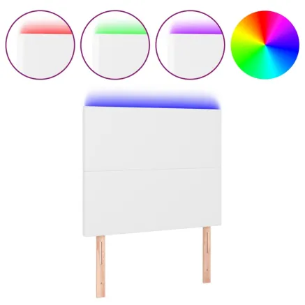 Tête de lit à LED Blanc 80x5x118/128 cm Similicuir 2