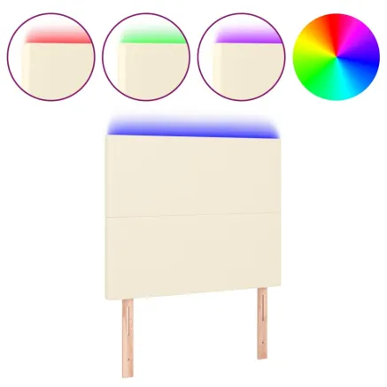 Tête de lit à LED Crème 80x5x118/128 cm Similicuir 2