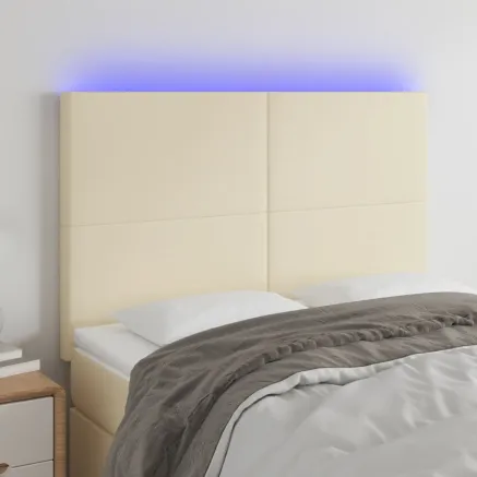 Tête de lit à LED Crème 144x5x118/128 cm Similicuir