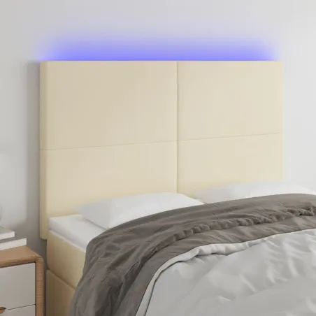 Tête de lit à LED Crème 144x5x118/128 cm Similicuir