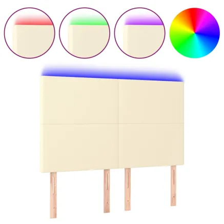 Tête de lit à LED Crème 144x5x118/128 cm Similicuir 2
