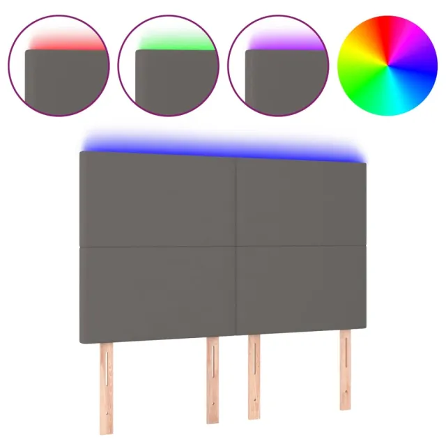 Tête de lit à LED Gris 144x5x118/128 cm Similicuir