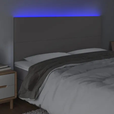 Tête de lit à LED Gris 200x5x118/128 cm Similicuir