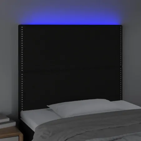 Tête de lit à LED Noir 90x5x118/128 cm Tissu