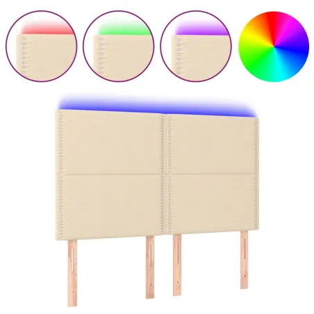 Tête de lit à LED Crème 144x5x118/128 cm Tissu