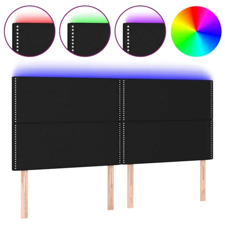 Tête de lit à LED Noir 180x5x118/128 cm Tissu