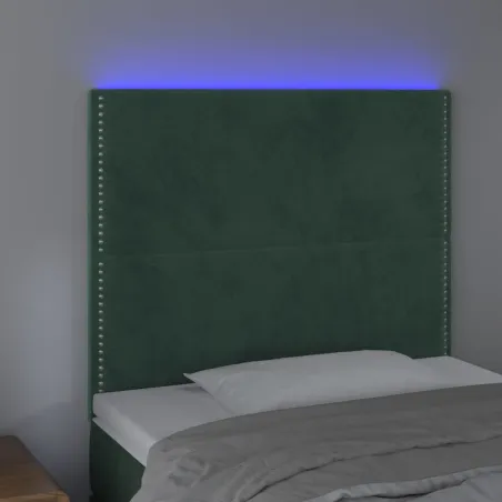 Tête de lit à LED Vert foncé 90x5x118/128 cm Velours