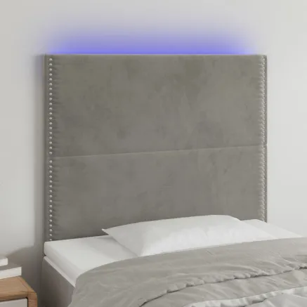 Tête de lit à LED Gris clair 100x5x118/128 cm Velours