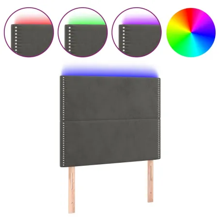 Tête de lit à LED Gris foncé 100x5x118/128 cm Velours