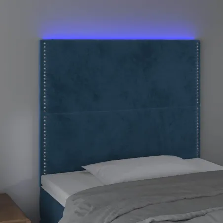 Tête de lit à LED Bleu foncé 100x5x118/128 cm Velours